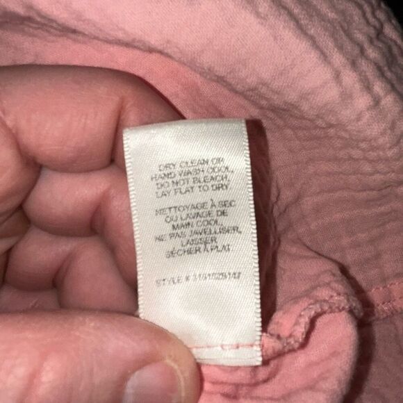 Rebecca Taylor babydoll cropped shirt flutter sleeves gauze like material pink s - Picture 5 of 7